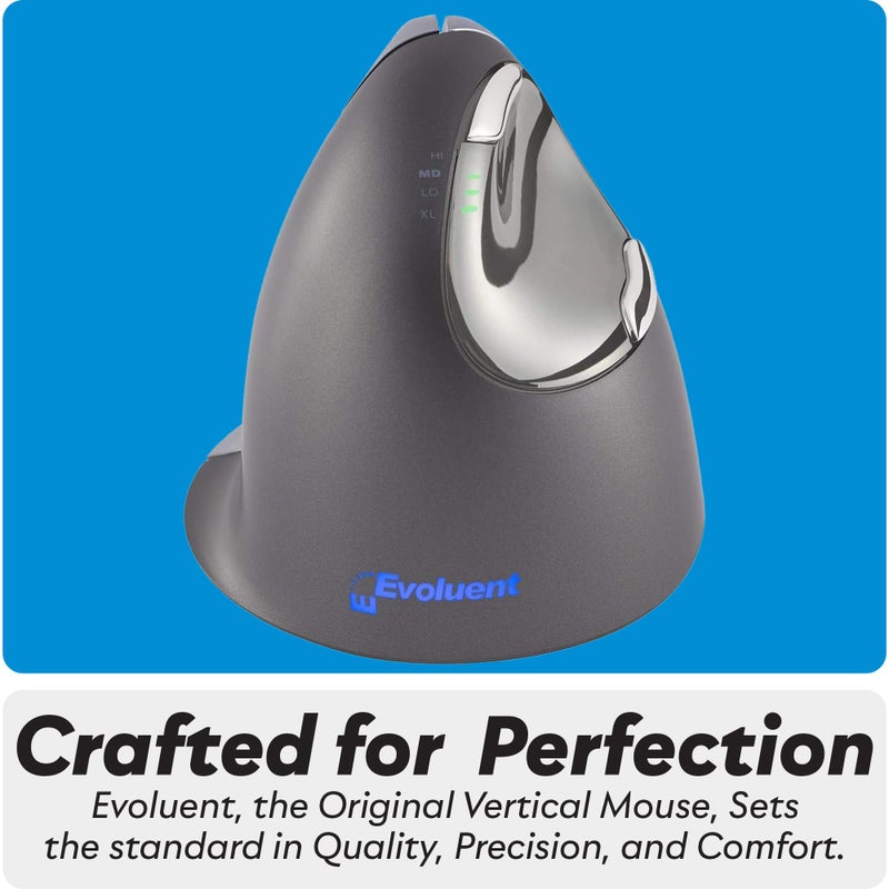 Evoluent â€“ Inventor of The Vertical Mouse â€“ VM4L Ergonomic Vertical Mouse Left Hand Wired USB, Sculpted for Comfort, Reduces Wrist Strain, 4 Speeds, 6 Customizable Buttons in Windows - Image 4